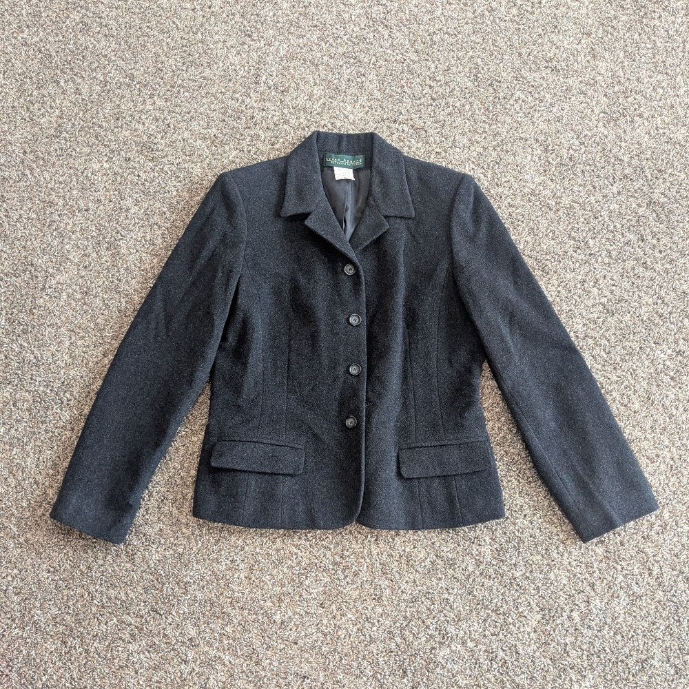 Harve Benard Wool Cashmere Blend Blazer Jacket Gray Size 8